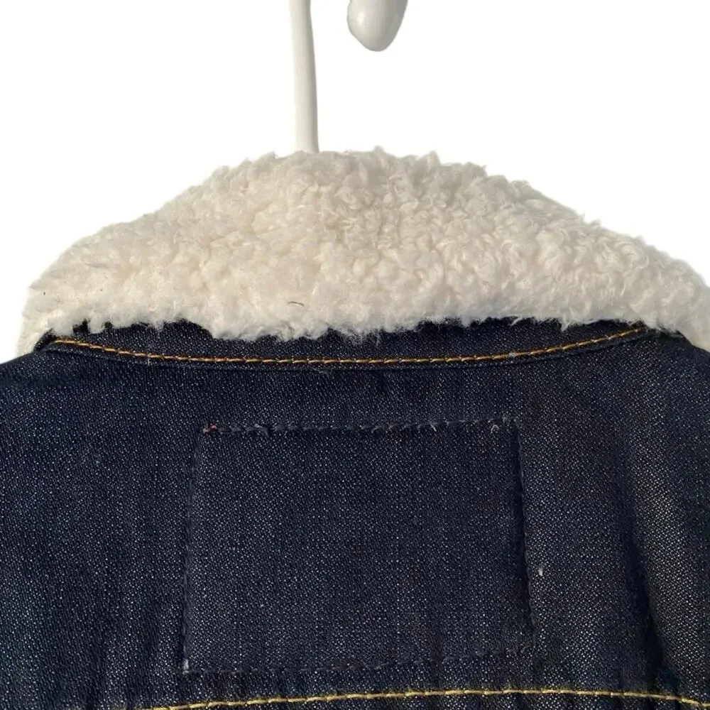 True Religion Dark Denim Blue Jean  Sherpa Trucker Jacket size large